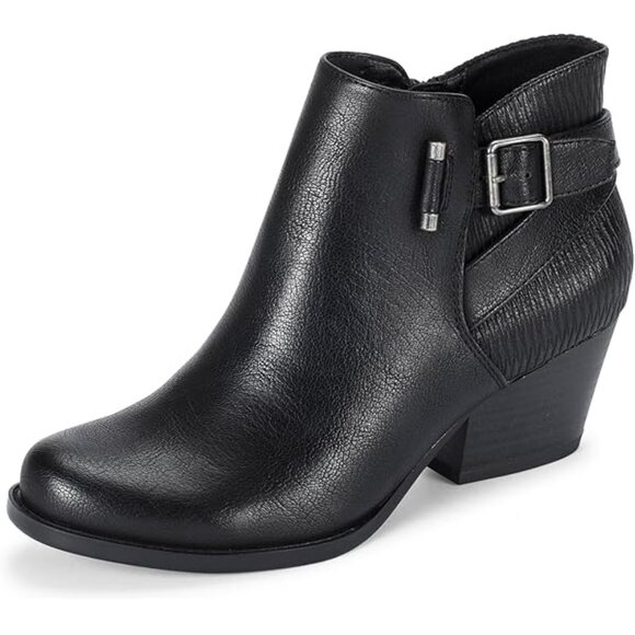 BARETRAPS Womens Black Buckle Accent Fremily Almond Toe Block Heel Zip-Up Booties M